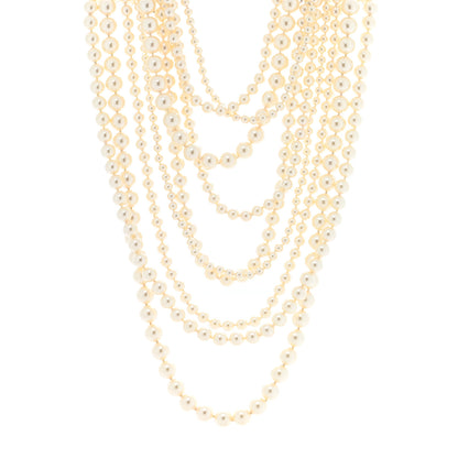 Chanel Graduated Pearl Multi Strand Choker Necklace White Gold 1 of 6