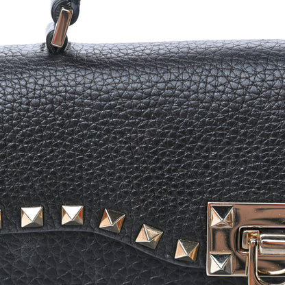 Valentino Garavani Pebbled Calfskin Small Rockstud Single Handle Flap Bag Black 7 of 7