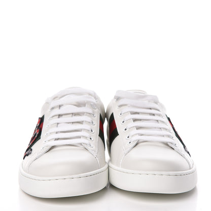 Gucci Calfskin Ayers Kingsnake Embroidered Mens Ace Sneakers 8 Green Red 2 of 10