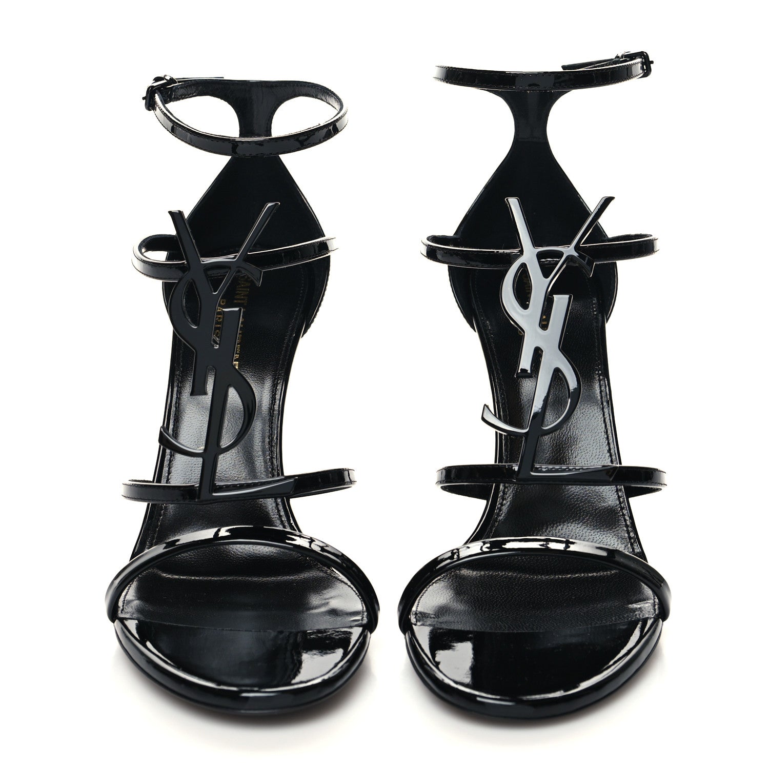 Saint Laurent Patent Cassandra 100 Sandals 38.5 Black 2 of 8