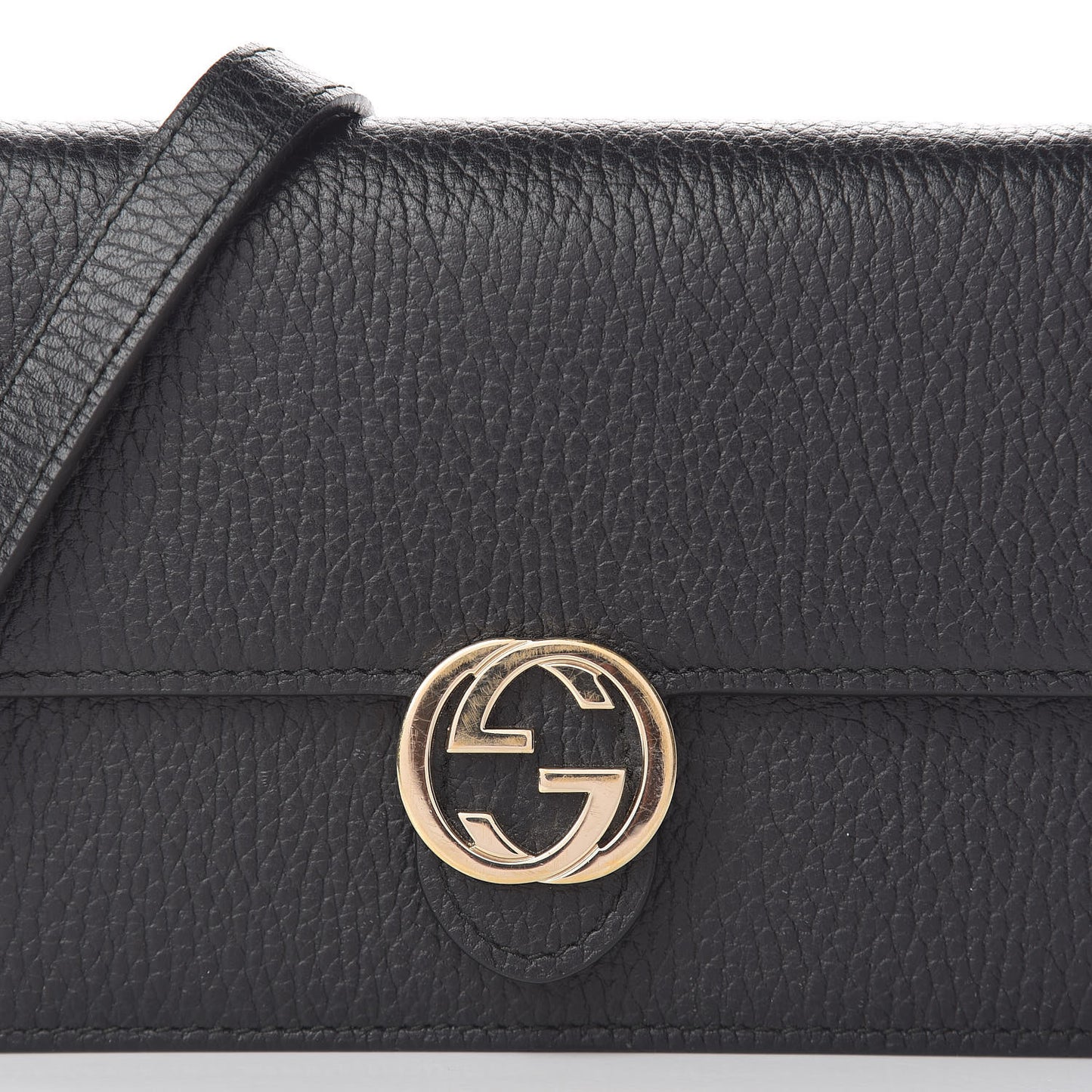 Dollar Calfskin Interlocking G Chain Wallet Black
