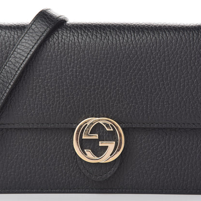 Gucci Dollar Calfskin Interlocking G Chain Wallet Black 8 of 12