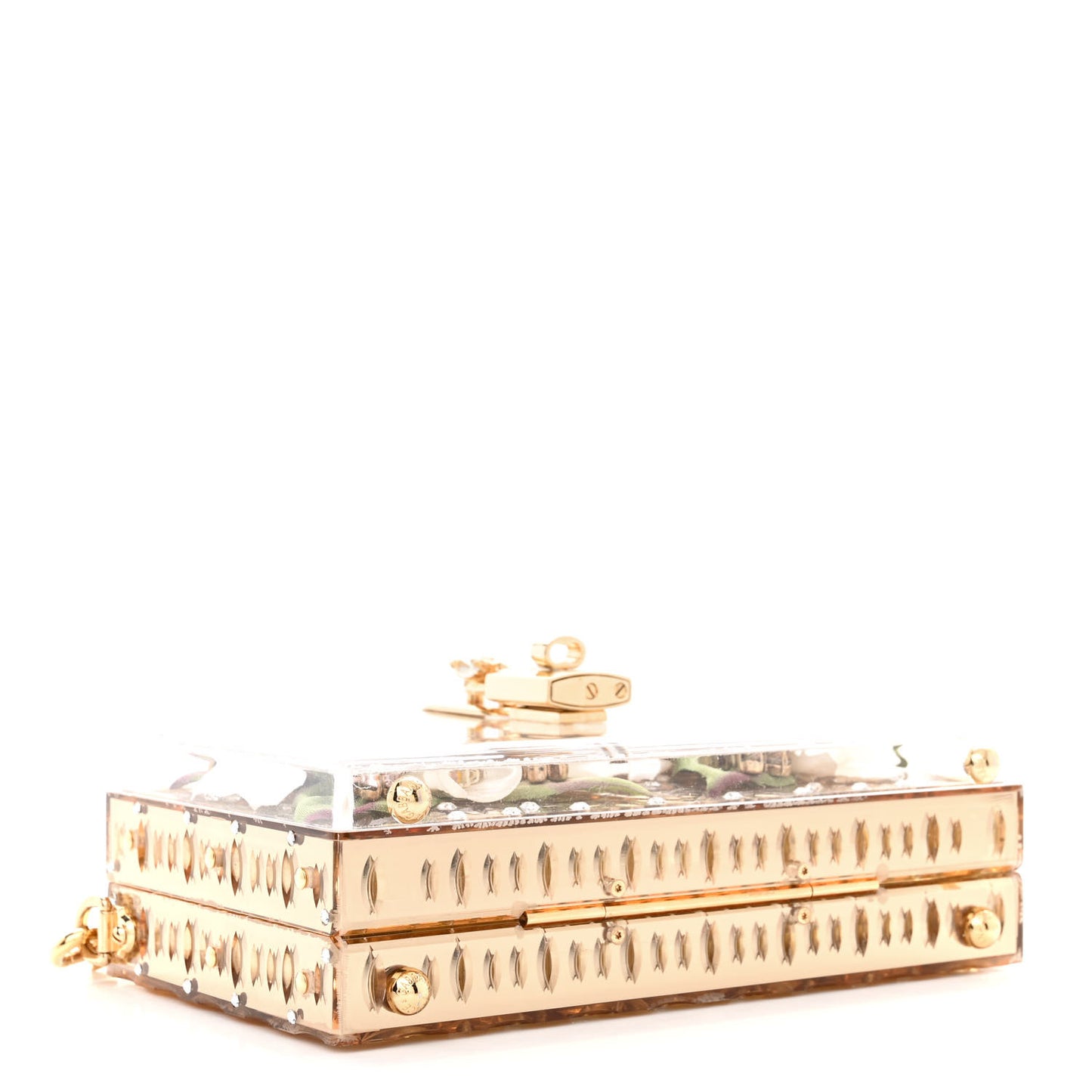 Metallic Plexiglass Crystal Embellished Shoulder Bag Gold