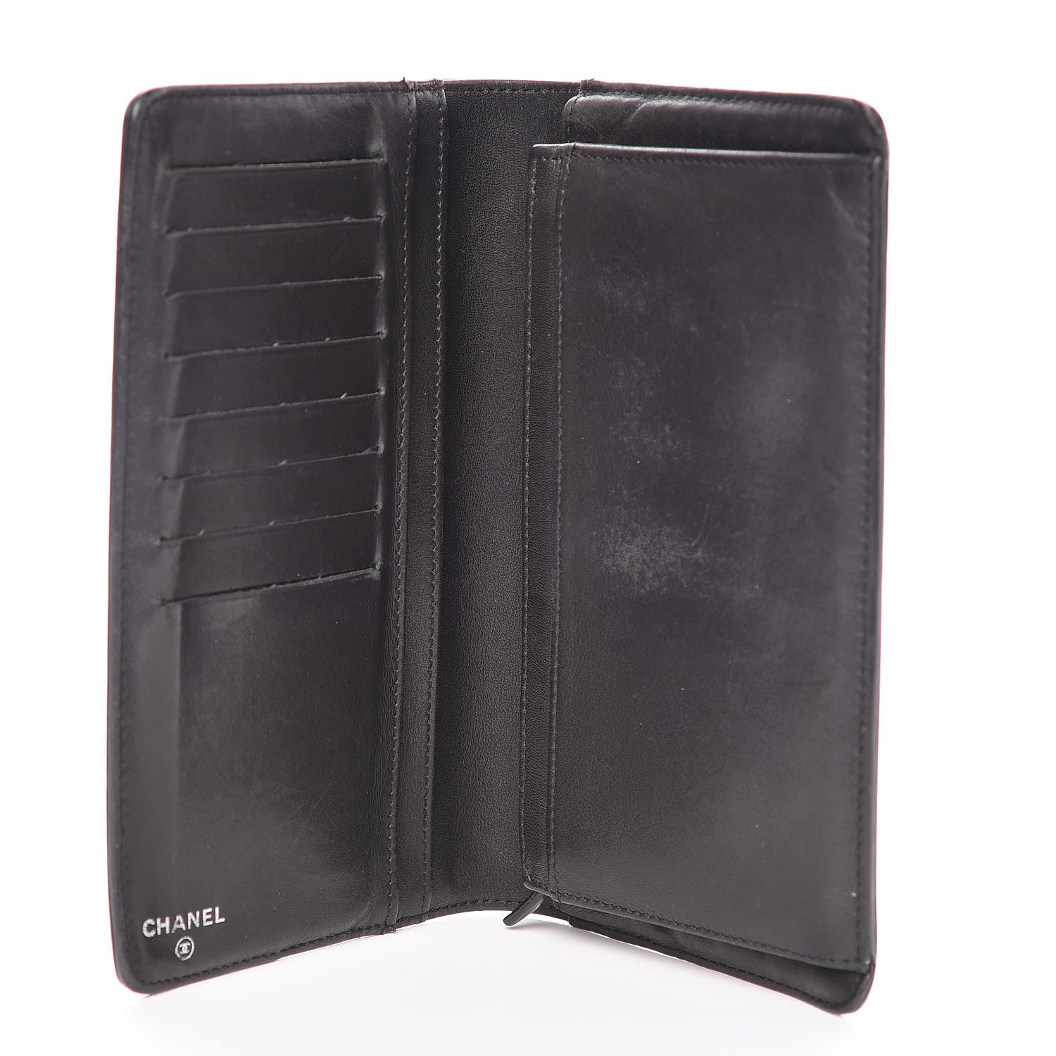 Chanel Lambskin Embossed Logo Yen Wallet Black 5 of 15