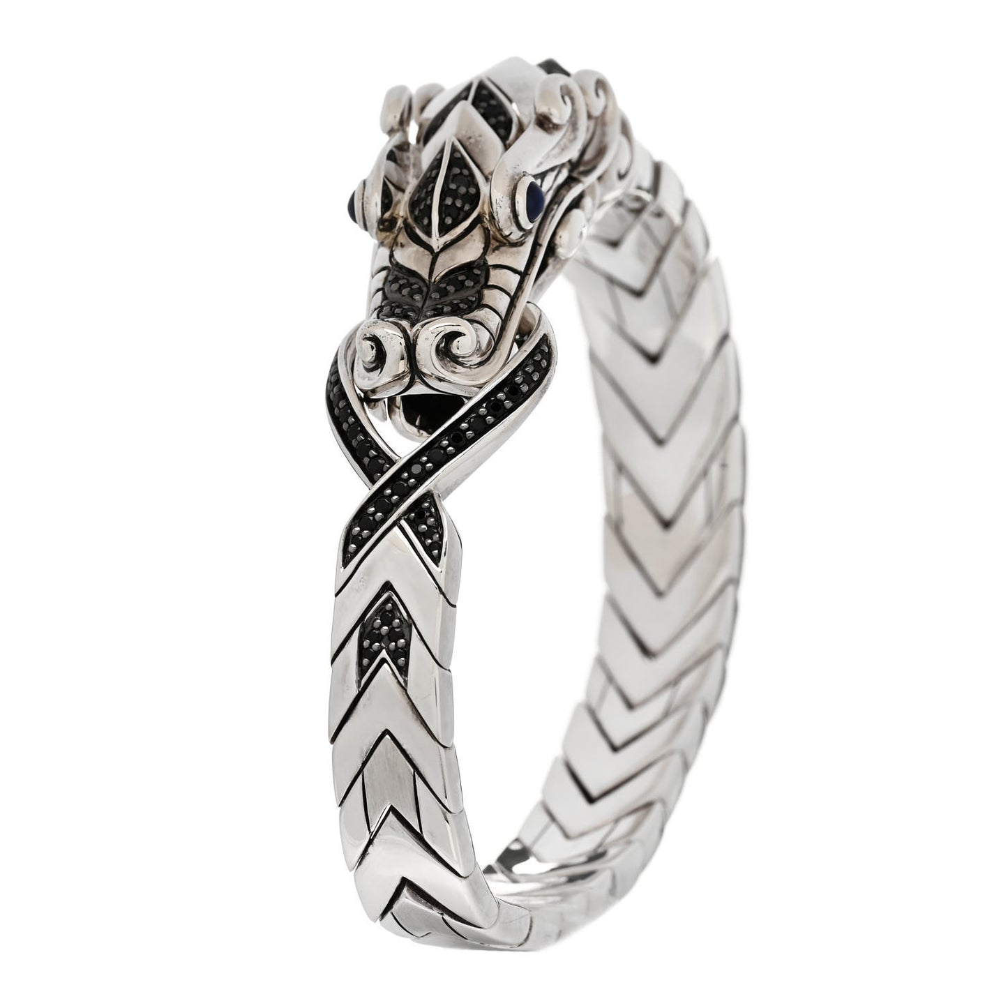 Sterling Silver Black Blue Sapphire Legends Naga Bracelet