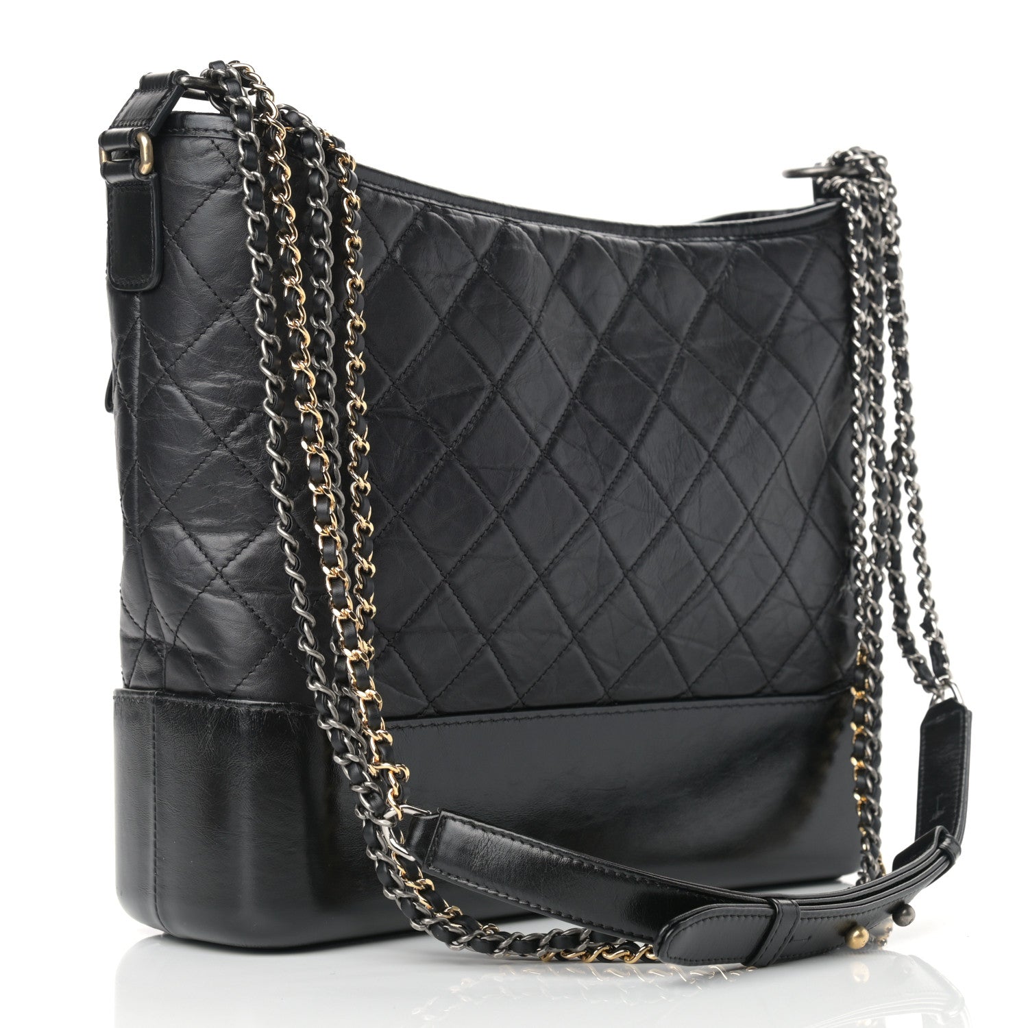 Chanel Aged Calfskin Quilted Large Gabrielle Hobo Black 3 of 9