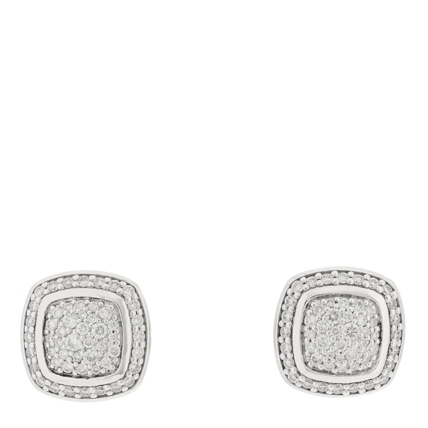 Sterling Silver Diamond 7mm Pave Albion Earrings