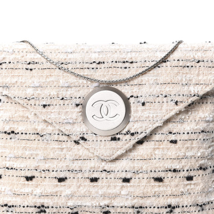 Chanel Tweed Quilted Envelope Chain Clutch White 8 of 8