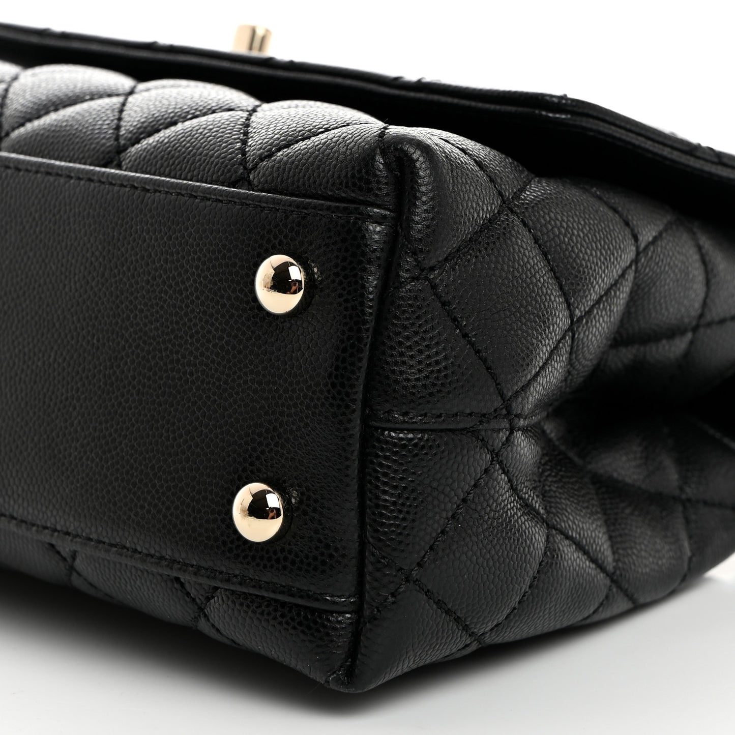 Caviar Quilted Mini Coco Handle Flap Black
