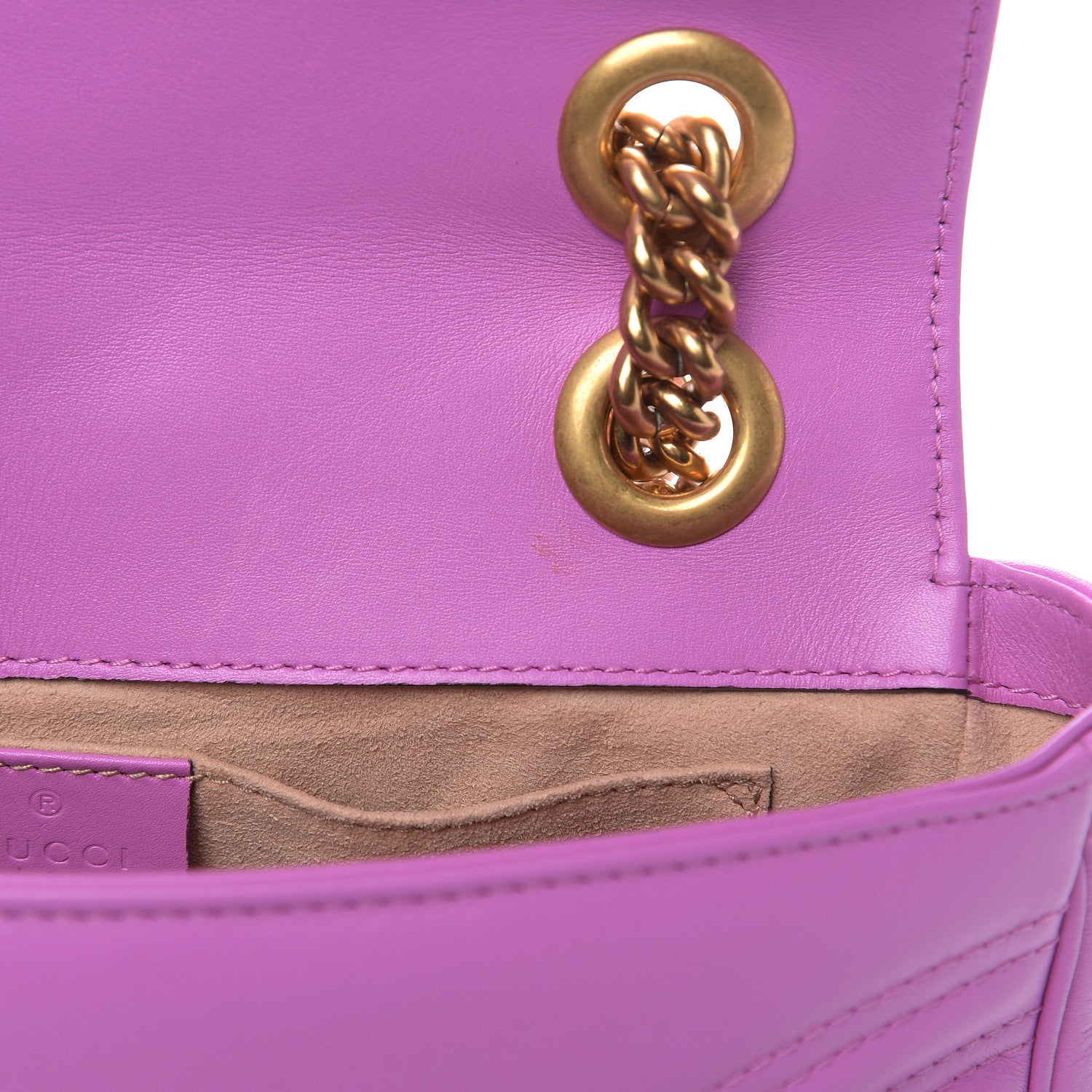 Gucci Calfskin Matelasse Mini GG Marmont Shoulder Bag Candy Mousse 10 of 11