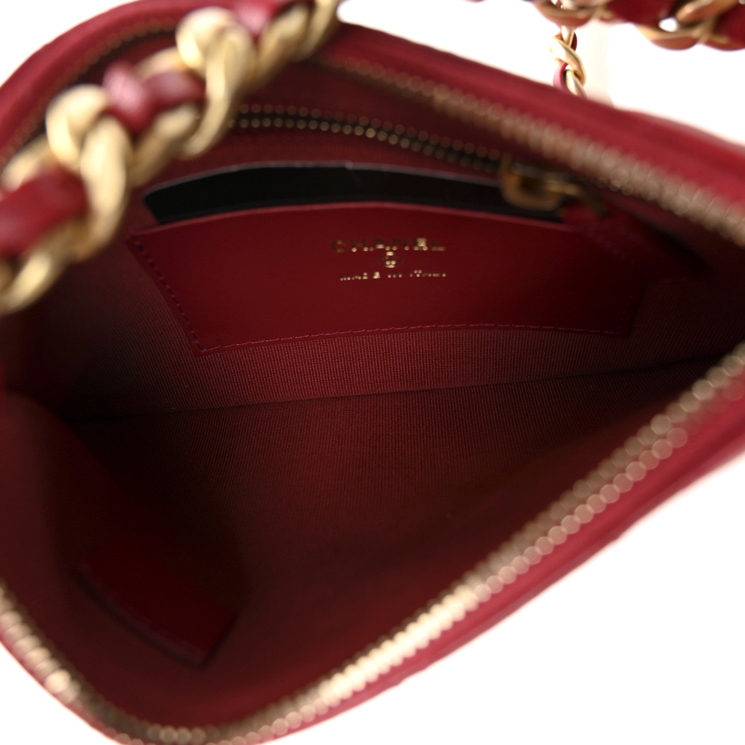 Chanel Shiny Lambskin Quilted Trendy Chain Around Hobo Red 5 of 10