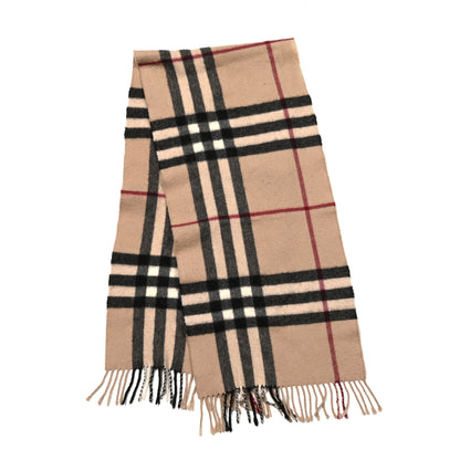 Burberry Cashmere Classic Check Fringe Scarf Camel 2 of 5