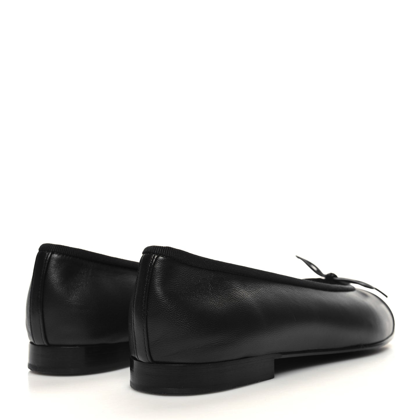 Lambskin Patent CC Cap Toe Ballerina Flats 37.5 Black