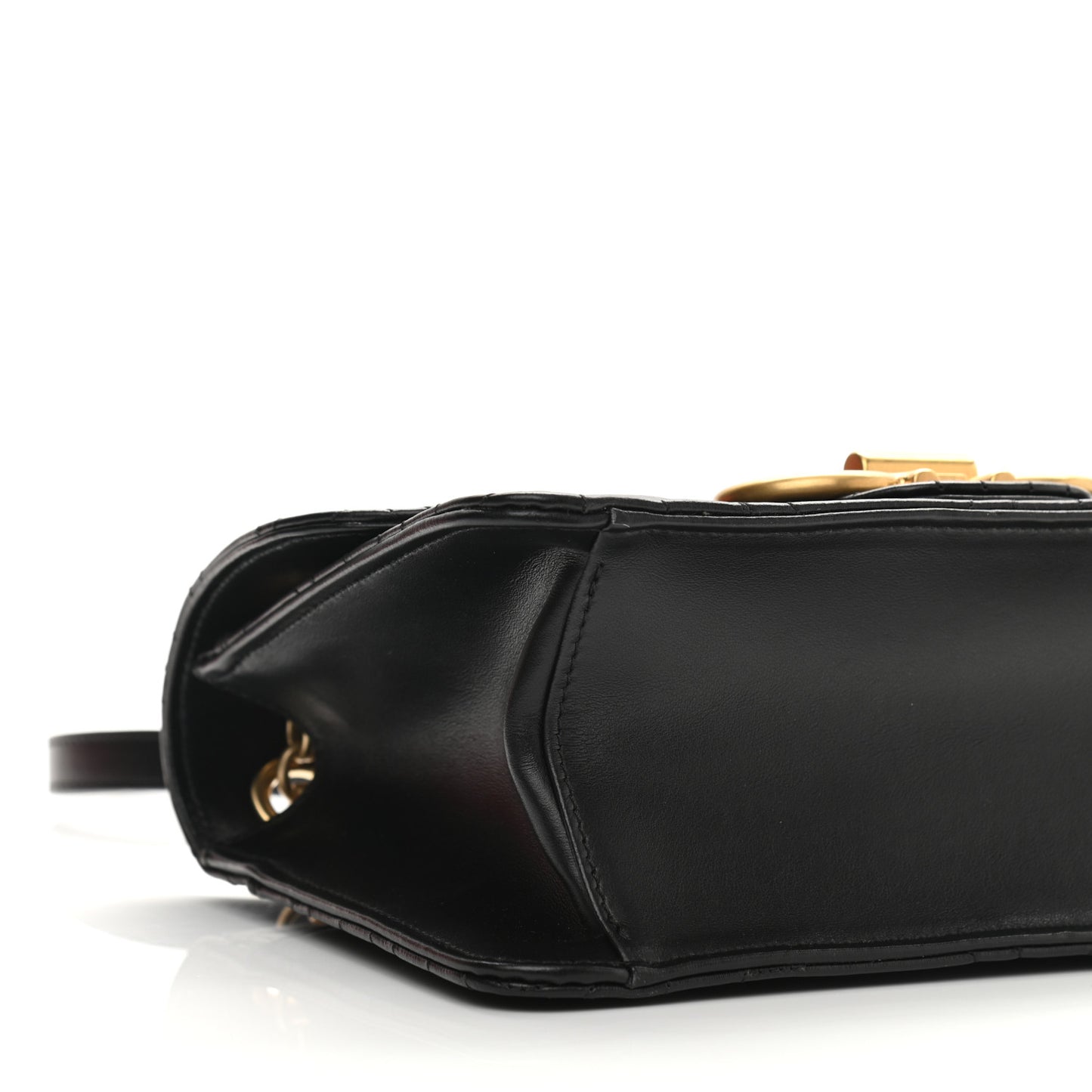 Calfskin Quilted Gancini Flap Bag Black