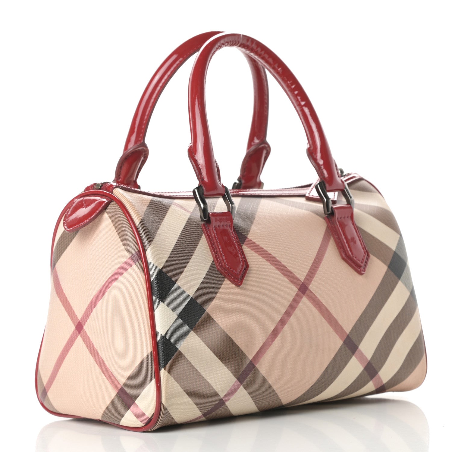 Burberry Patent Nova Check Chester Bowling Bag Raspberry Sorbet 3 of 19