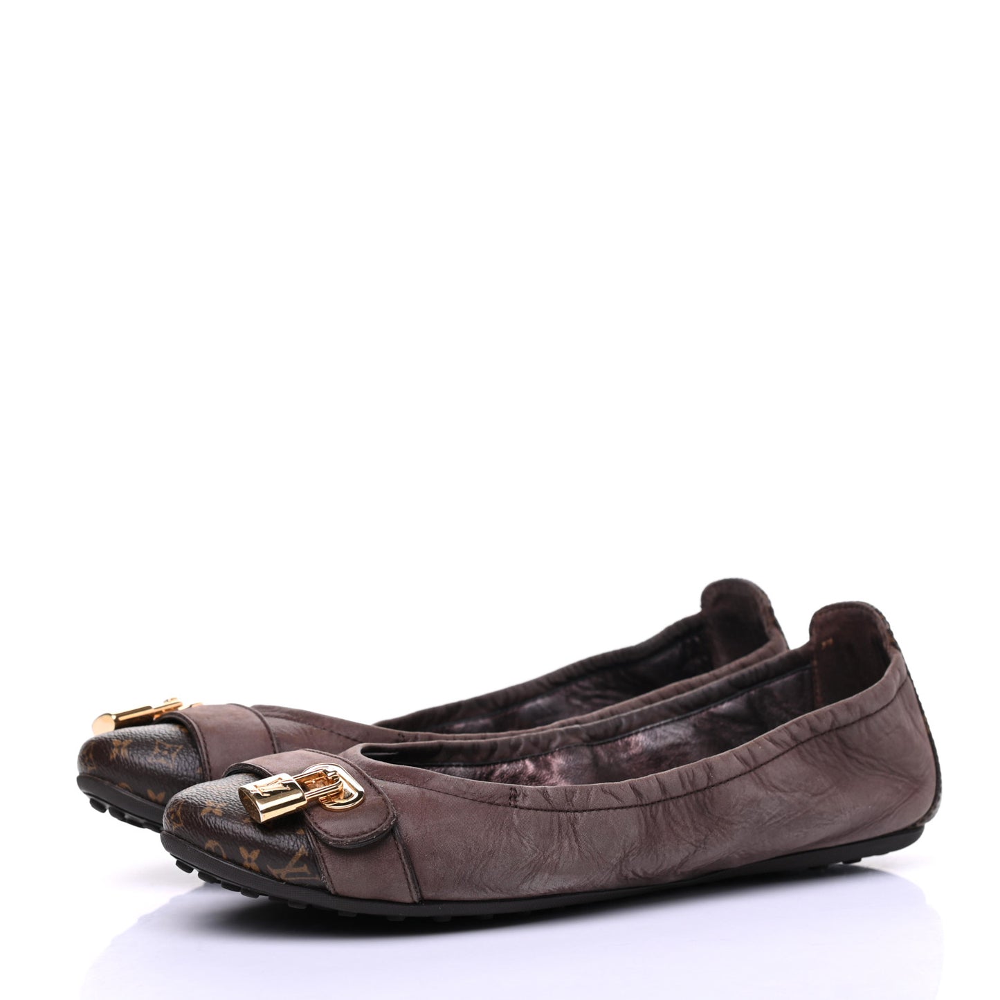 Monogram Suede Lucky Ballerina Flats 39 Brown