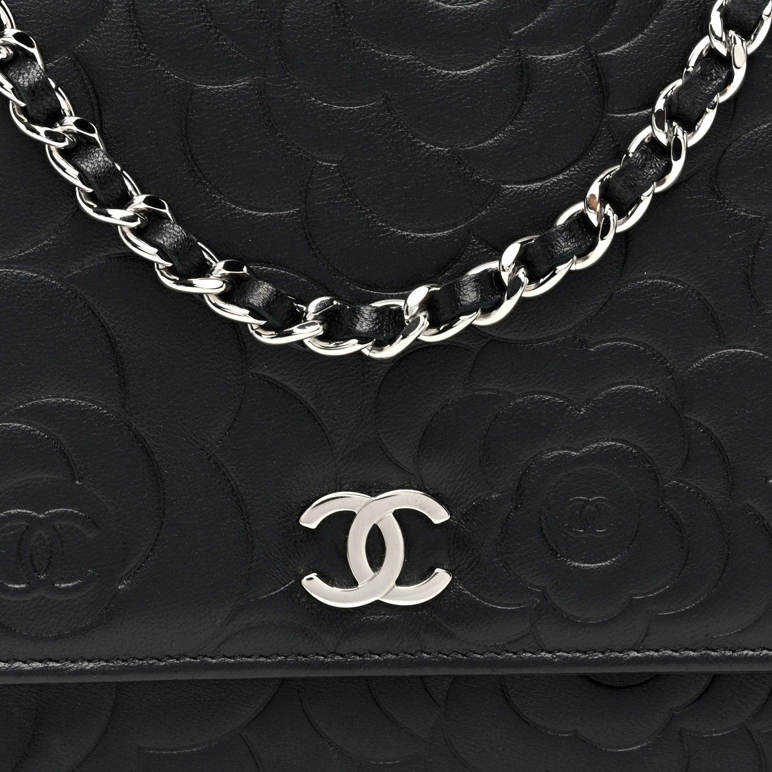 Chanel Lambskin Camellia Embossed Wallet on Chain WOC 8 of 10