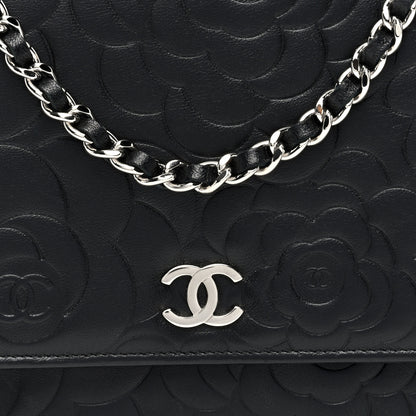 Chanel Lambskin Camellia Embossed Wallet on Chain WOC 8 of 10