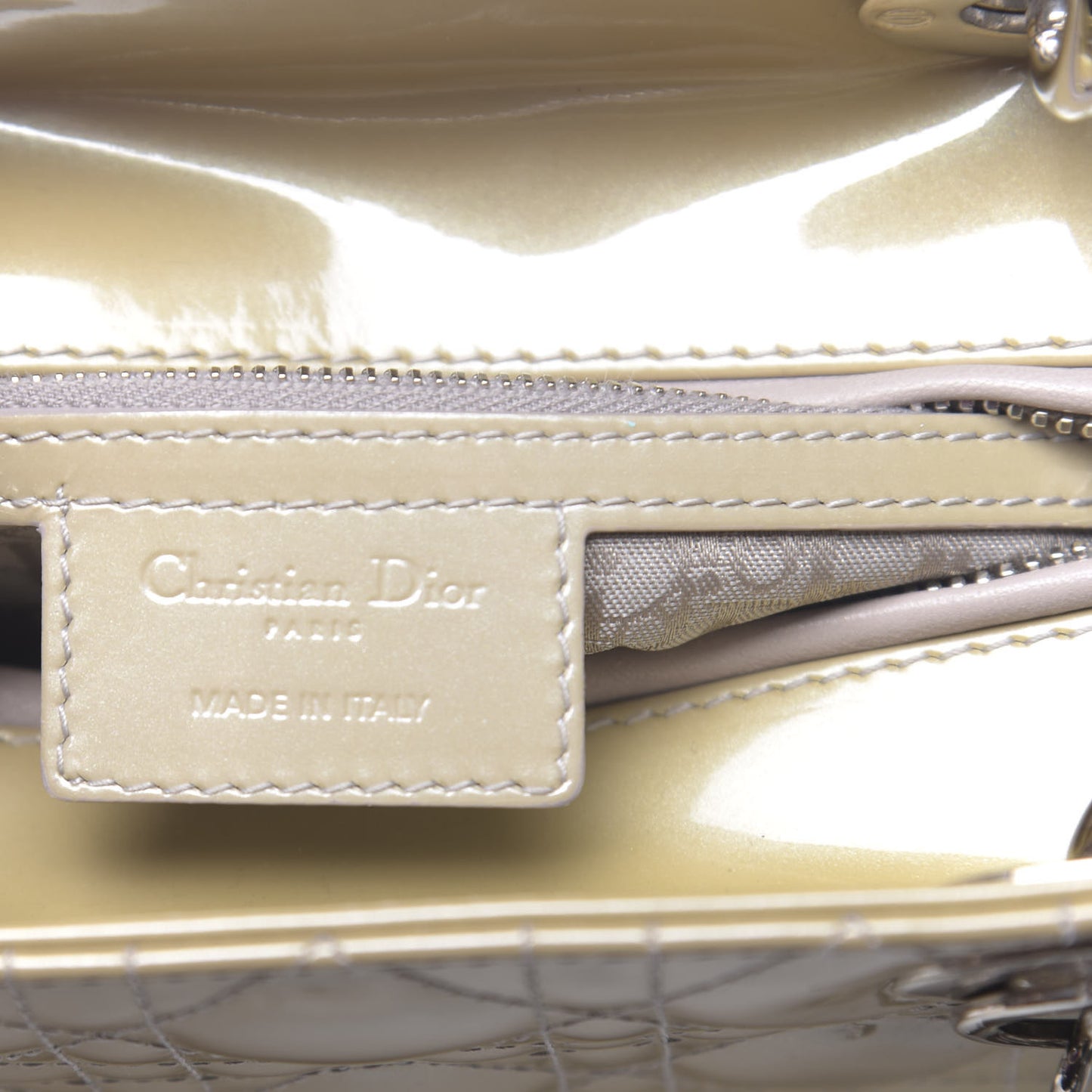 Patent Cannage Medium Lady Dior Beige