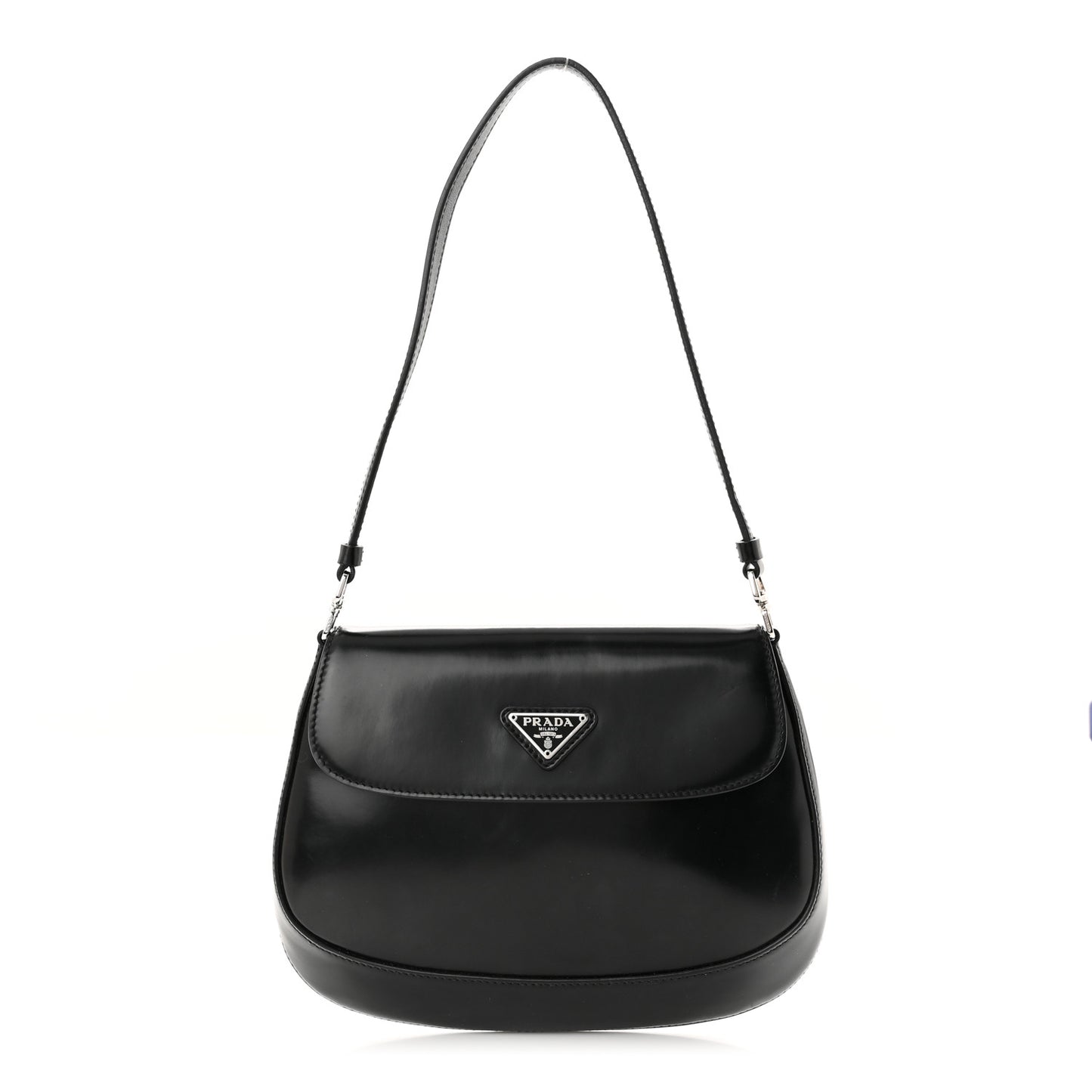 Spazzolato Cleo Flap Shoulder Bag Black