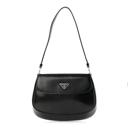 Prada Spazzolato Cleo Flap Shoulder Bag Black 1 of 10