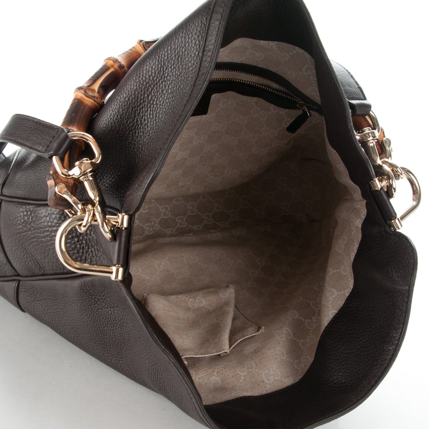 Pebbled Calfskin Medium Diana Bamboo Shoulder Bag Dark Brown