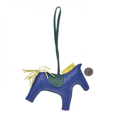 Hermes Milo Lambskin Grigri Rodeo Horse Bag Charm GM Bleu Electrique Malachite Lime 6 of 10