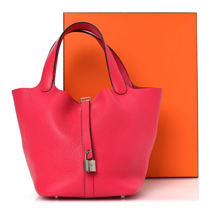 Hermes Taurillon Clemence Picotin Lock 22 MM Rose Extreme 12 of 12