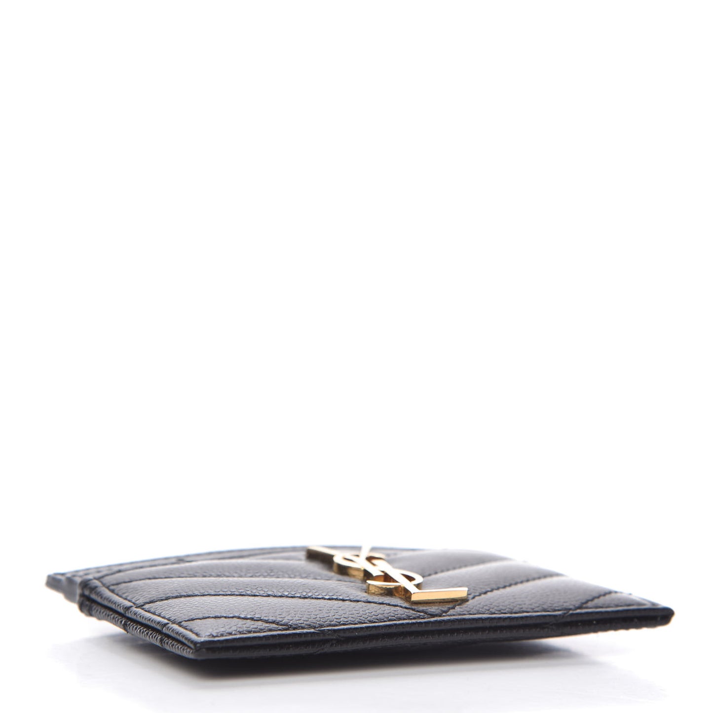 Grain De Poudre Matelasse Chevron Monogram Credit Card Case Black