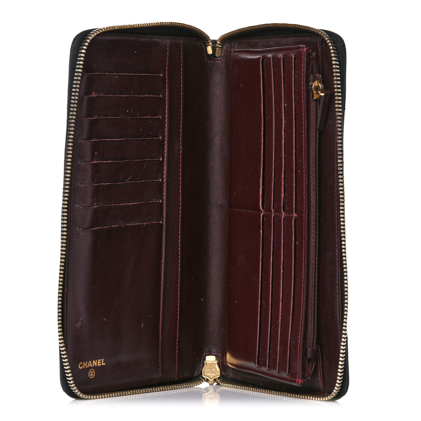 Caviar Quilted Large Zip Around Organizer Wallet Black