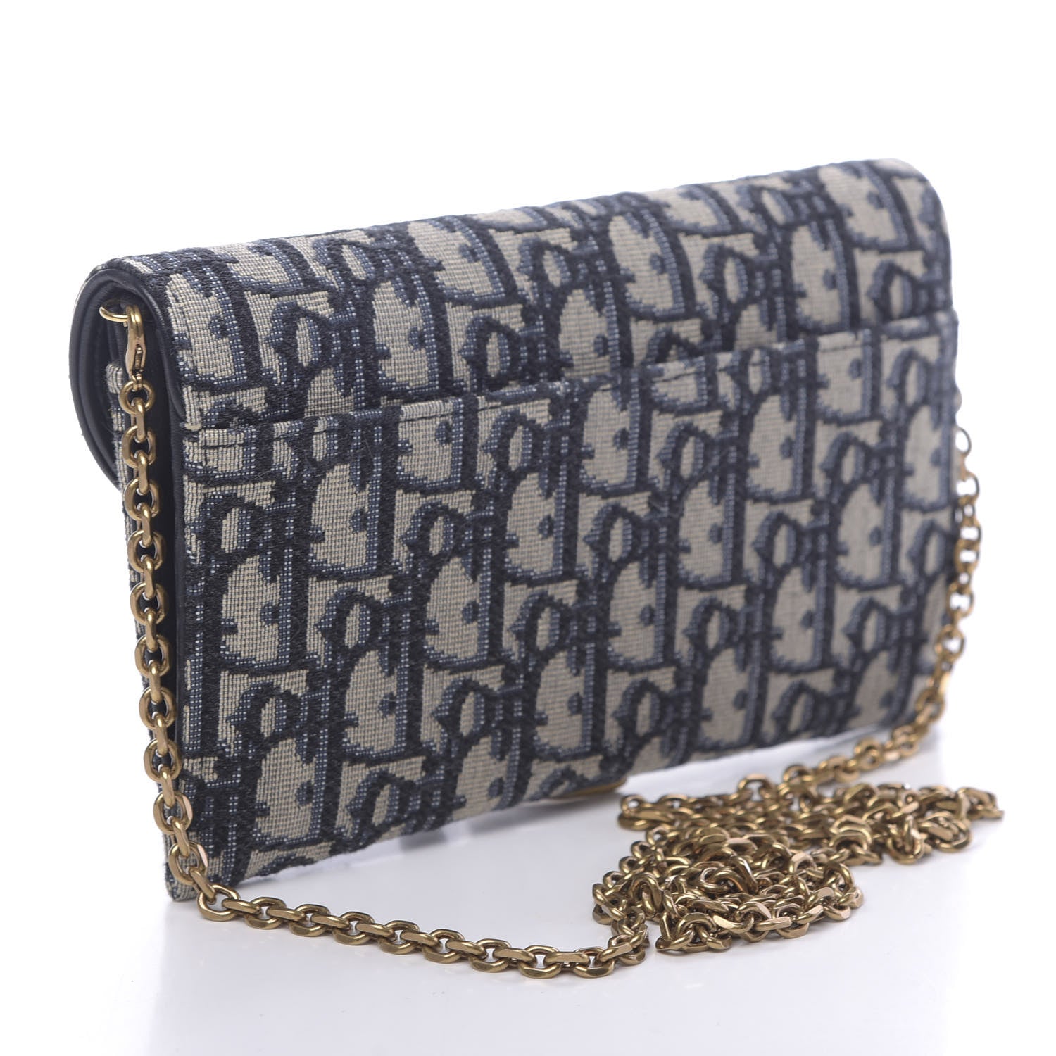 Christian Dior Oblique Saddle Chain Long Wallet Blue 4 of 12
