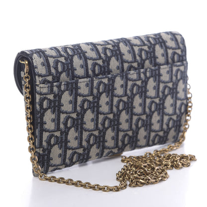 Christian Dior Oblique Saddle Chain Long Wallet Blue 4 of 12