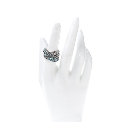 John Hardy Sterling Silver Blue Topaz Zircon Classic Chain Crossover Ring 54 7 2 of 4