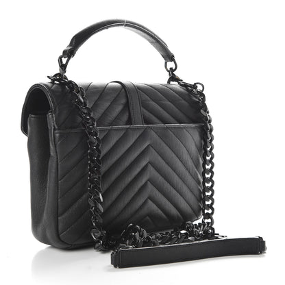 Saint Laurent Sheepskin Matelasse Chevron Monogram Monochrome Medium College Bag Black 3 of 12