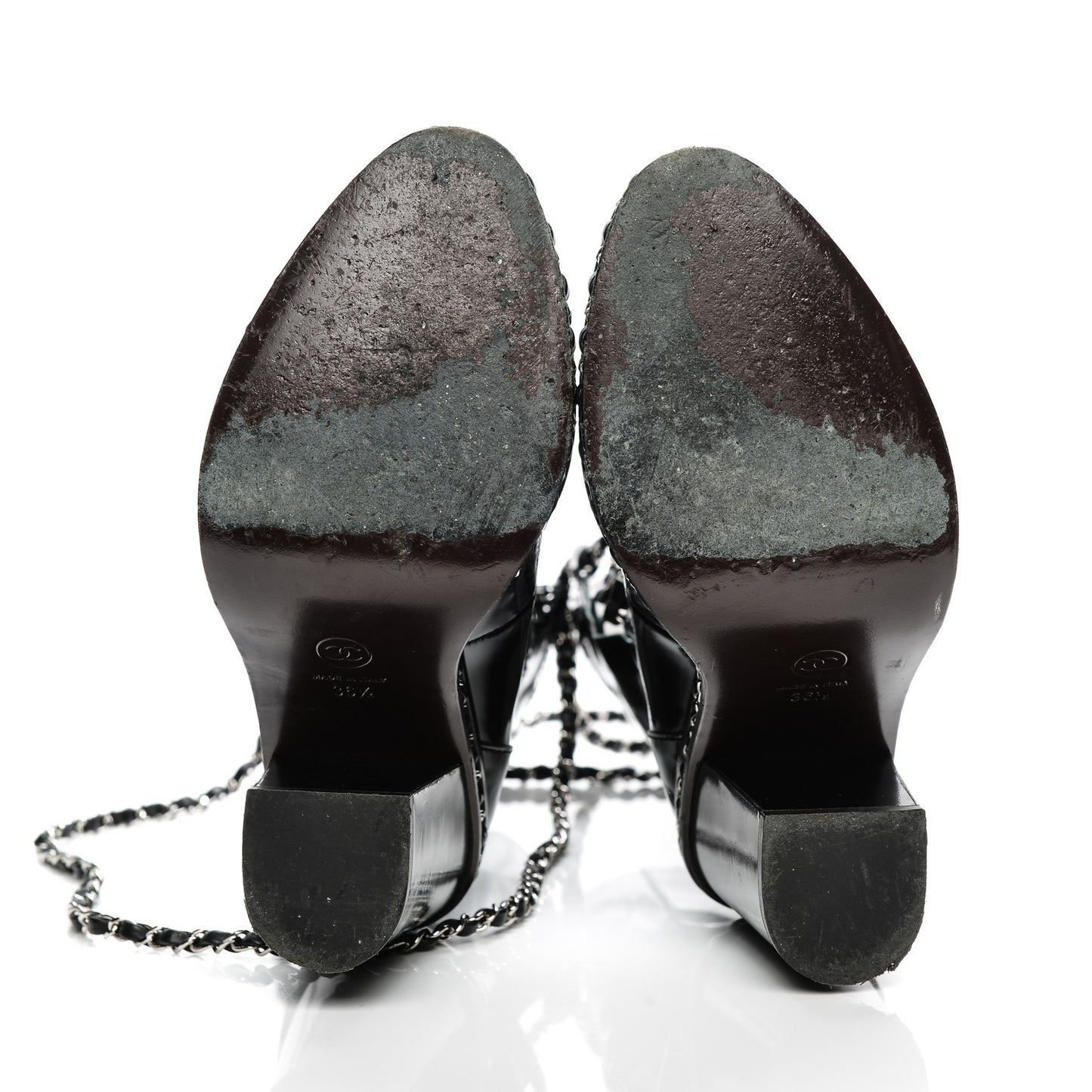 Patent Chained Tall Combat Boots 36.5 Black