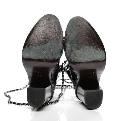 Chanel Patent Chained Tall Combat Boots 36.5 Black 5 of 8