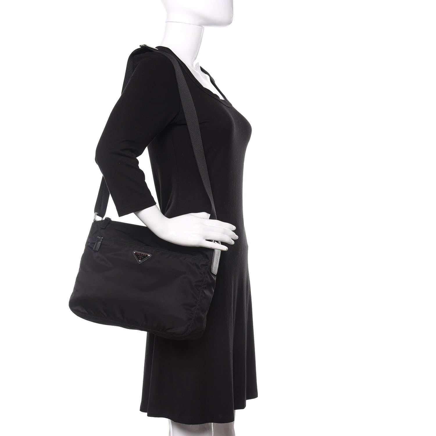 Prada Nylon Tessuto Messenger Bag Black 2 of 11