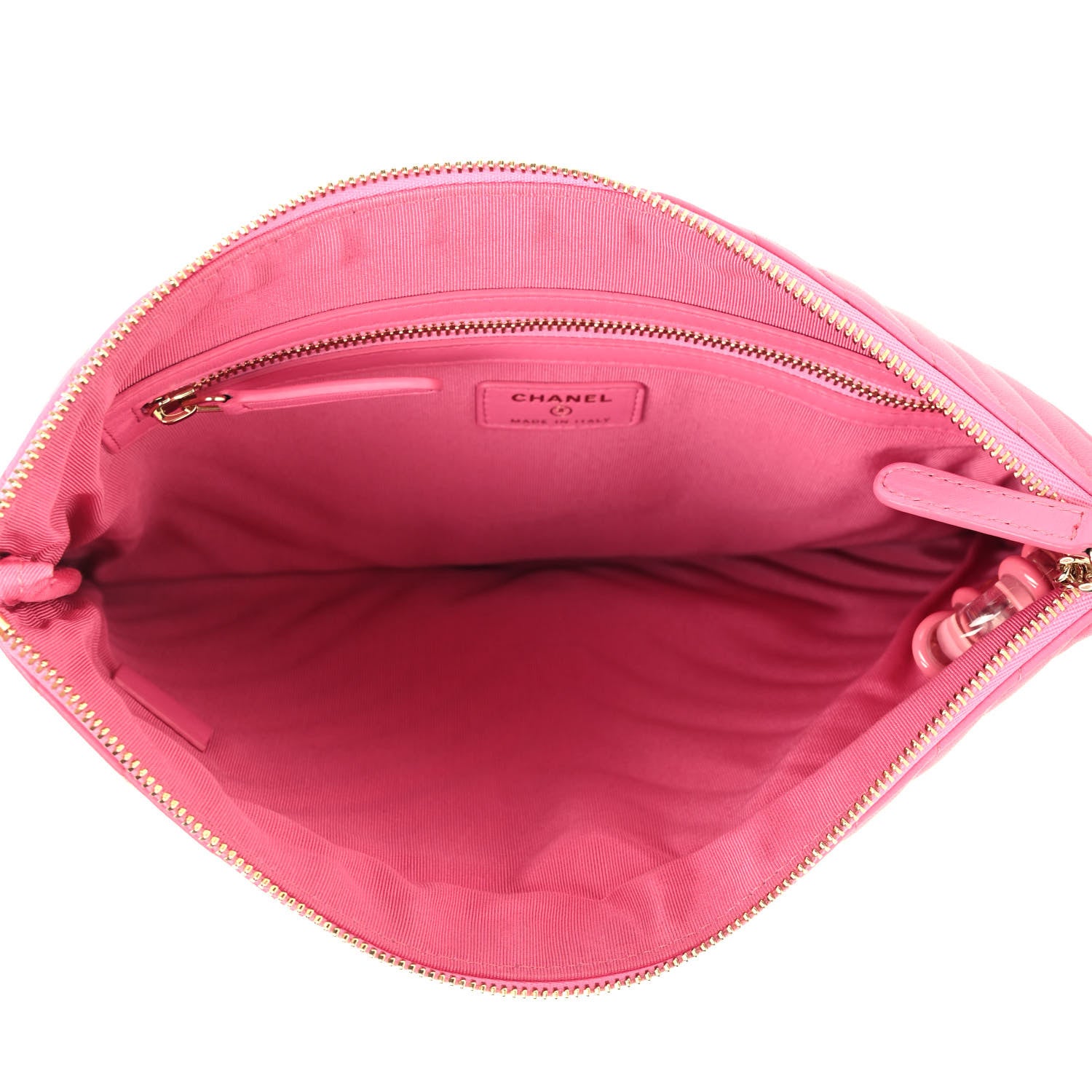 Chanel Lambskin Chevron Quilted Charms Medium Cosmetic Case Pink 4 of 4