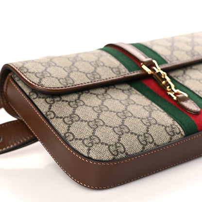 Gucci GG Supreme Monogram Azalea Calfskin Web Jackie 1961 Belt Bag 100 40 Beige Ebony Brown Sugar 8 of 9