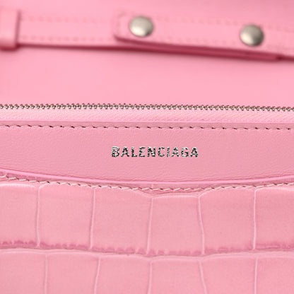 Balenciaga Patent Crocodile Embossed B Wallet On Chain Pink 6 of 18
