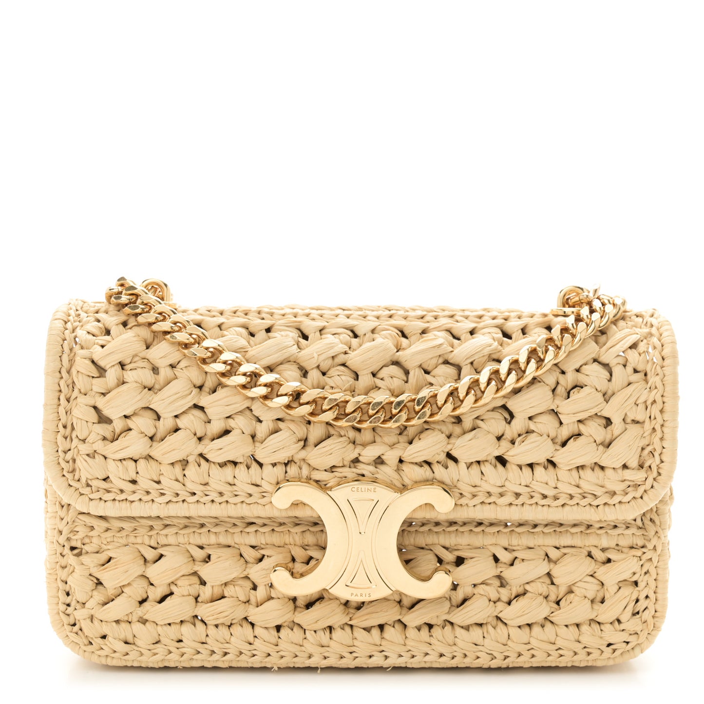 Raffia Effect Claude Chain Shoulder Bag Natural