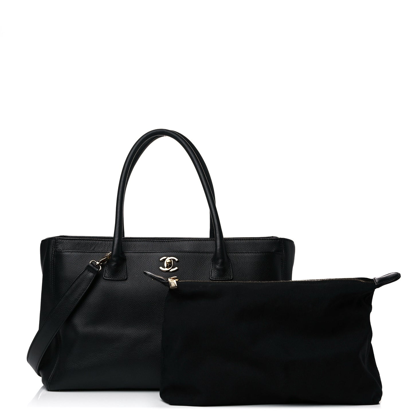 Calfskin Cerf Executive Shopper Tote Black
