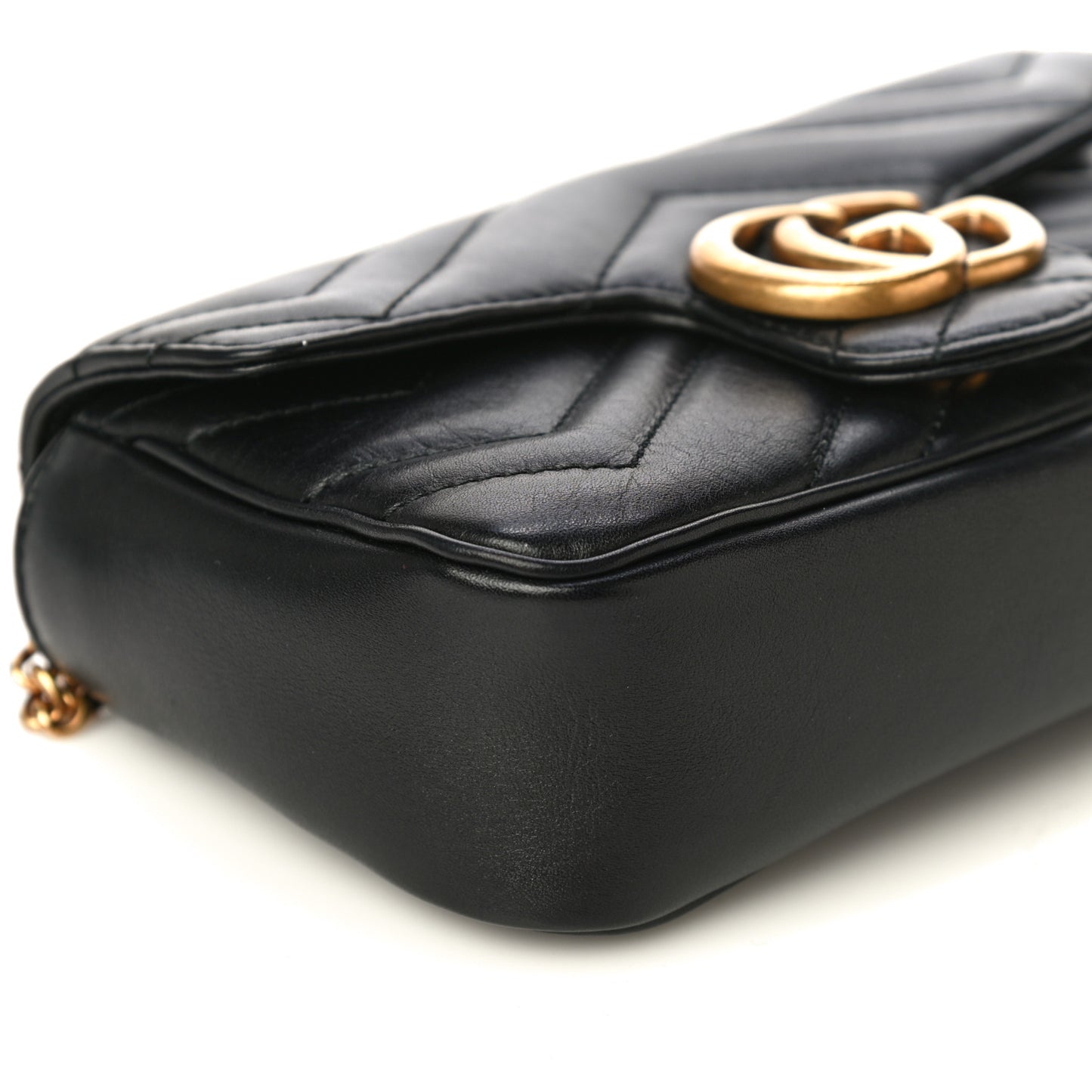 Calfskin Matelasse Super Mini GG Marmont Shoulder Bag Black