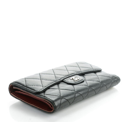 Chanel Lambskin Quilted Large Flap Wallet Black 4 of 9
