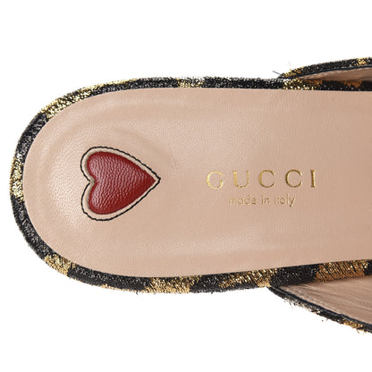 Gucci Lurex Jacquard Leopard Embroidered Princetown Slippers 40 Black Gold 9 of 11
