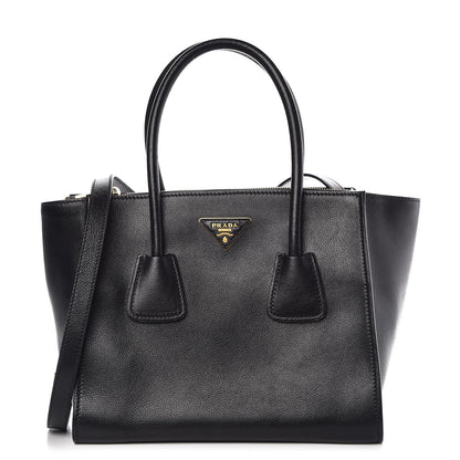 Prada Glace Calf Twin Pocket Tote Black 1 of 8