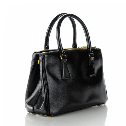 Prada Saffiano Vernice Mini Galleria Double Zip Tote Black 3 of 8