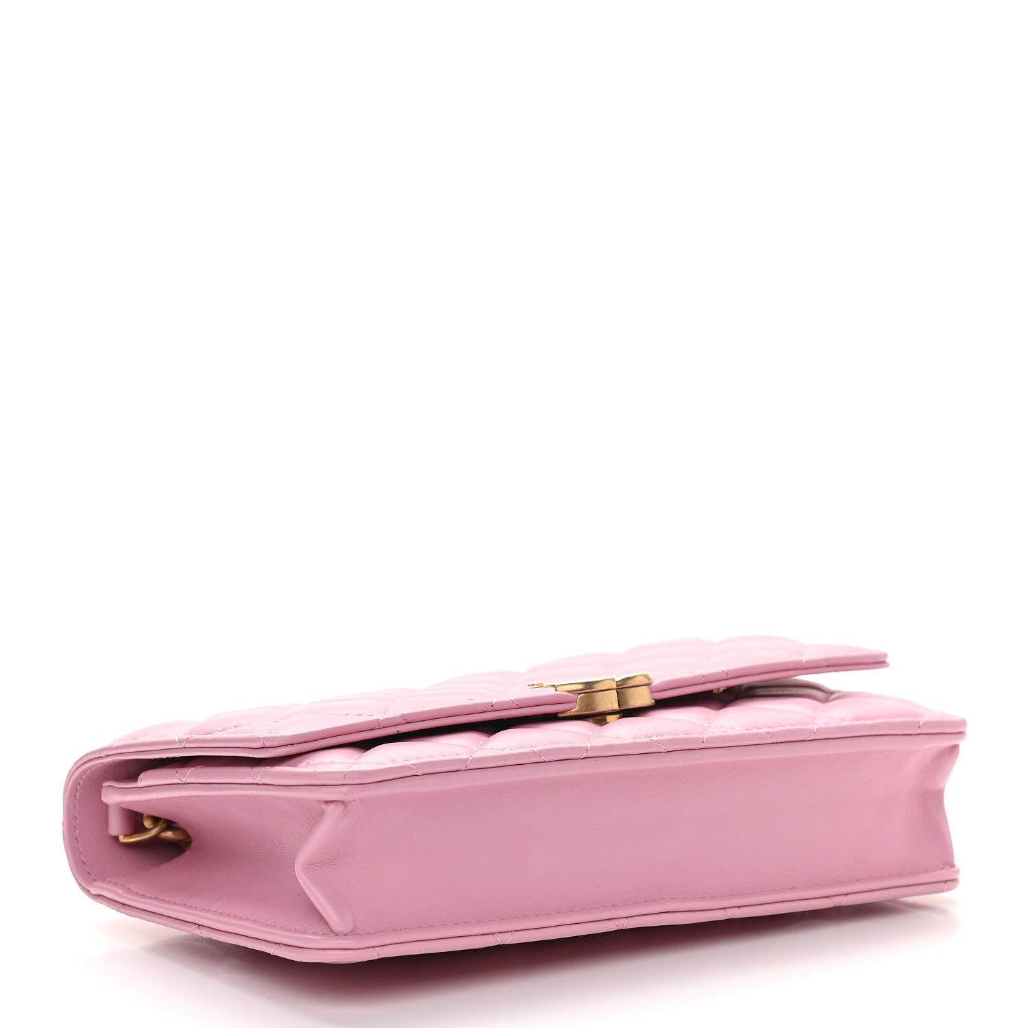 Chanel Lambskin Resin Quilted Wallet On Chain WOC Dark Pink 4 of 14