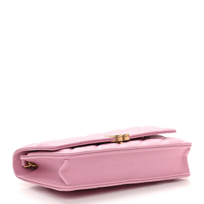 Chanel Lambskin Resin Quilted Wallet On Chain WOC Dark Pink 4 of 14