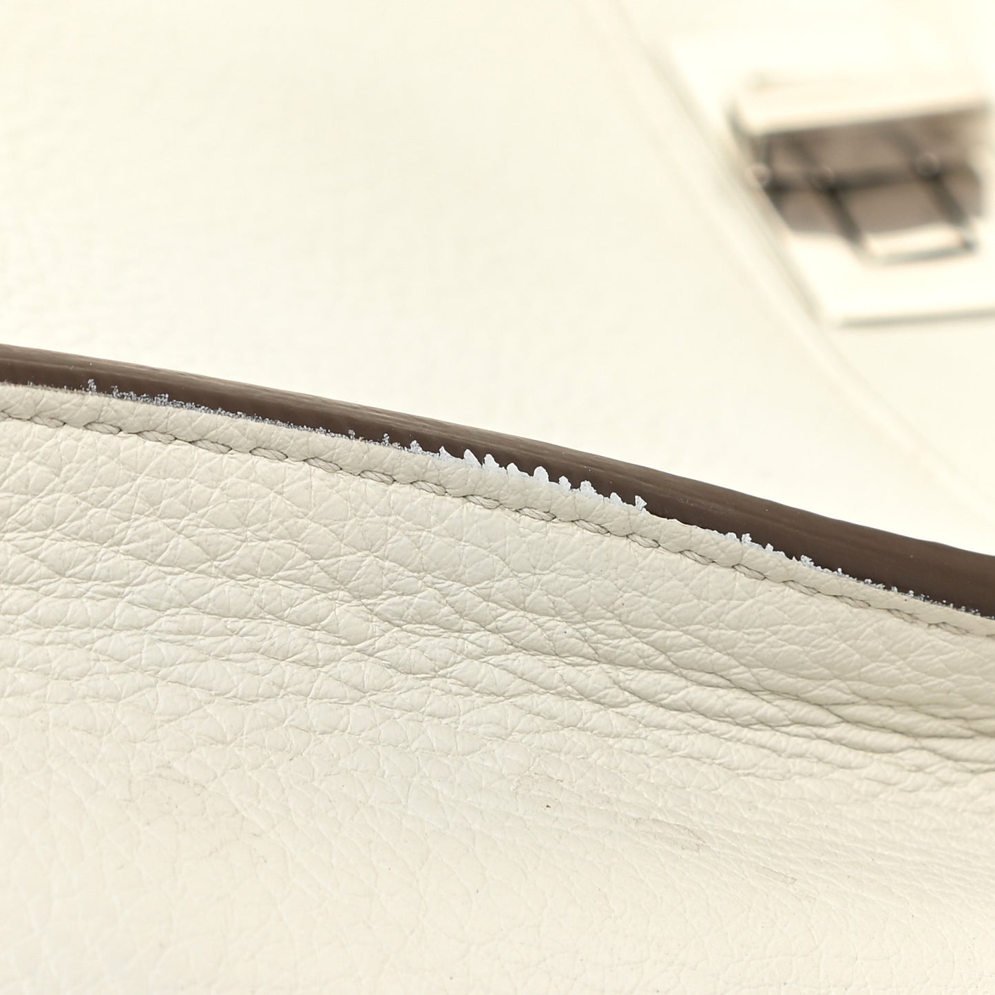 Calfskin Fur Monster Eyes Large Peekaboo Iconic Satchel White